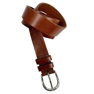 G.H. BASS CO. Brown Leather Belt with Silver Hardware Size Medium
